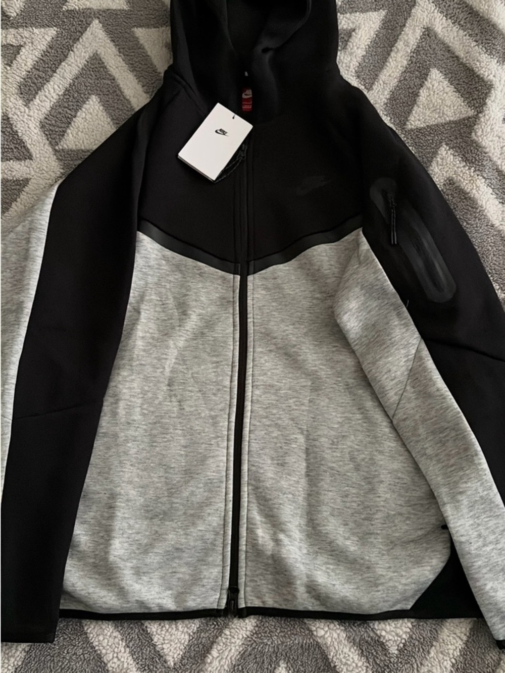 Nike Black & Gray Hooded Bomber Jacket